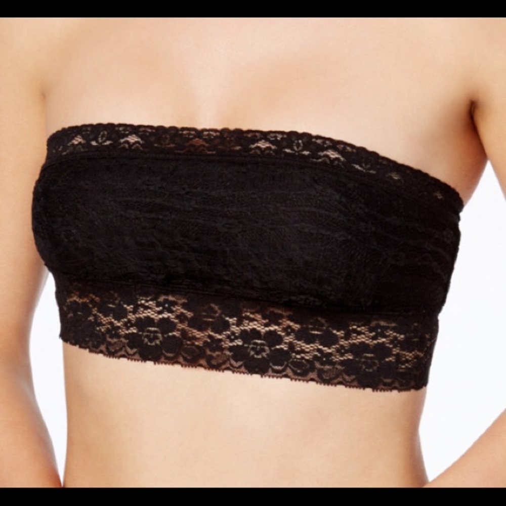 Intimately Free People Black Lace Bandeau Sz M NWT